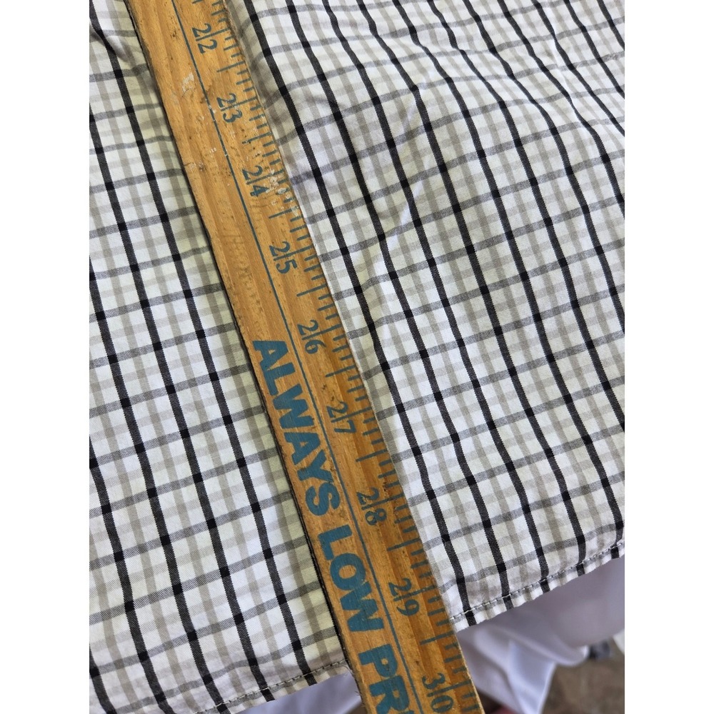 Cigar Box Mens Large Short Sleeve Button Down Shirt Grid Check Plaid Black Grey - Picture 5 of 6